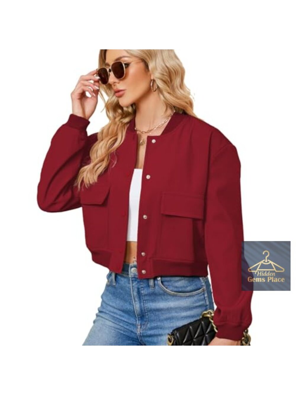 Cropped Bomber Jacket Women Short Trendy Casual Varsity